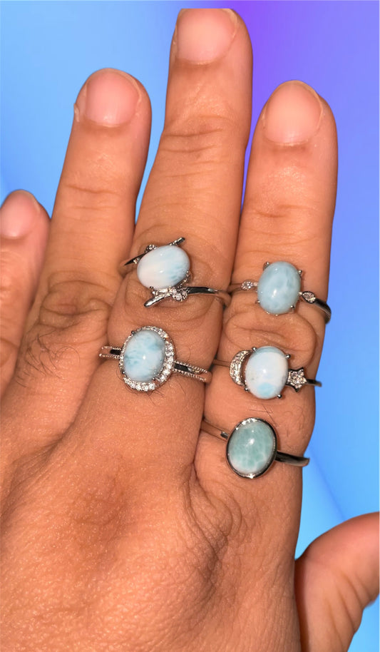 Larimar rings