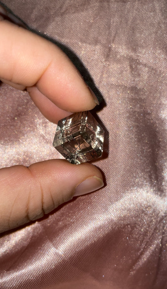 Pristine quality, black rutilated Quartz cube