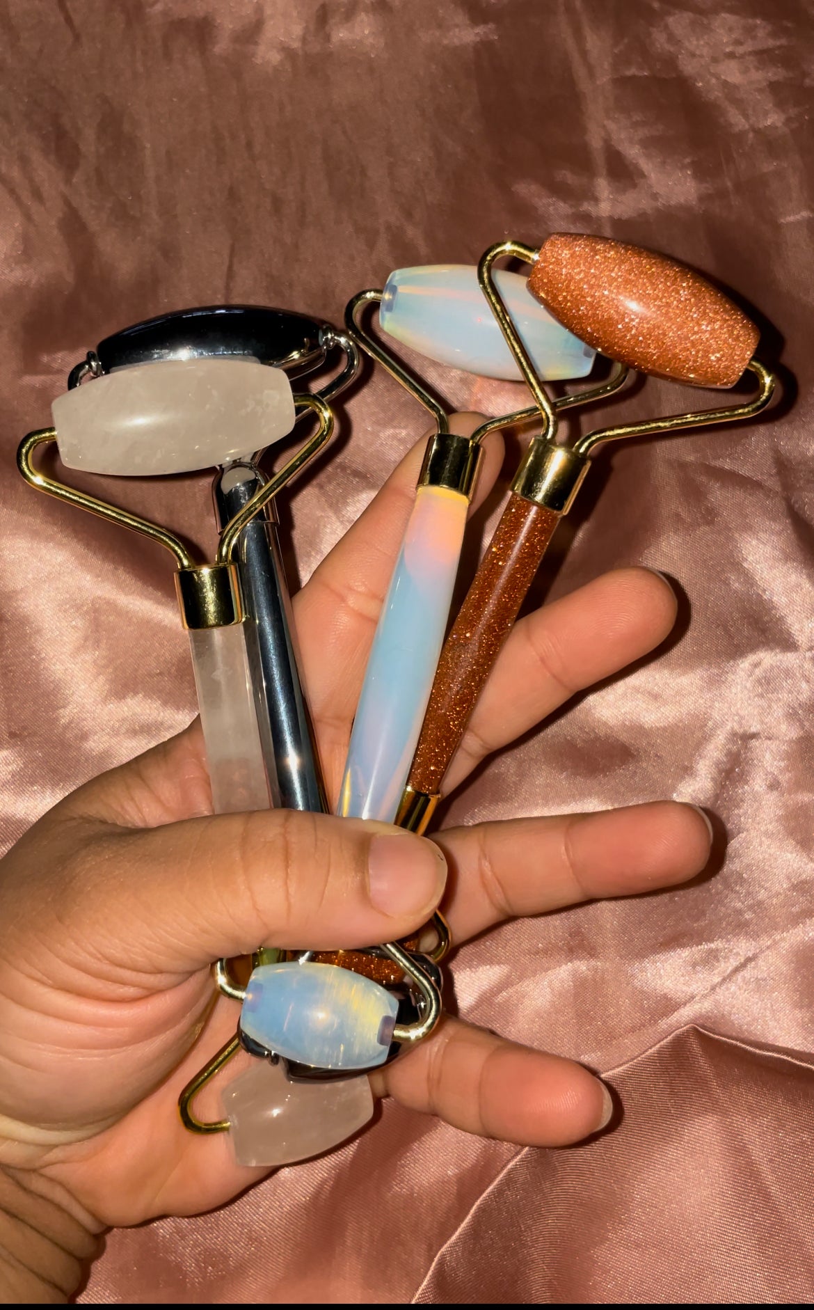 Crystal face rollers/massagers