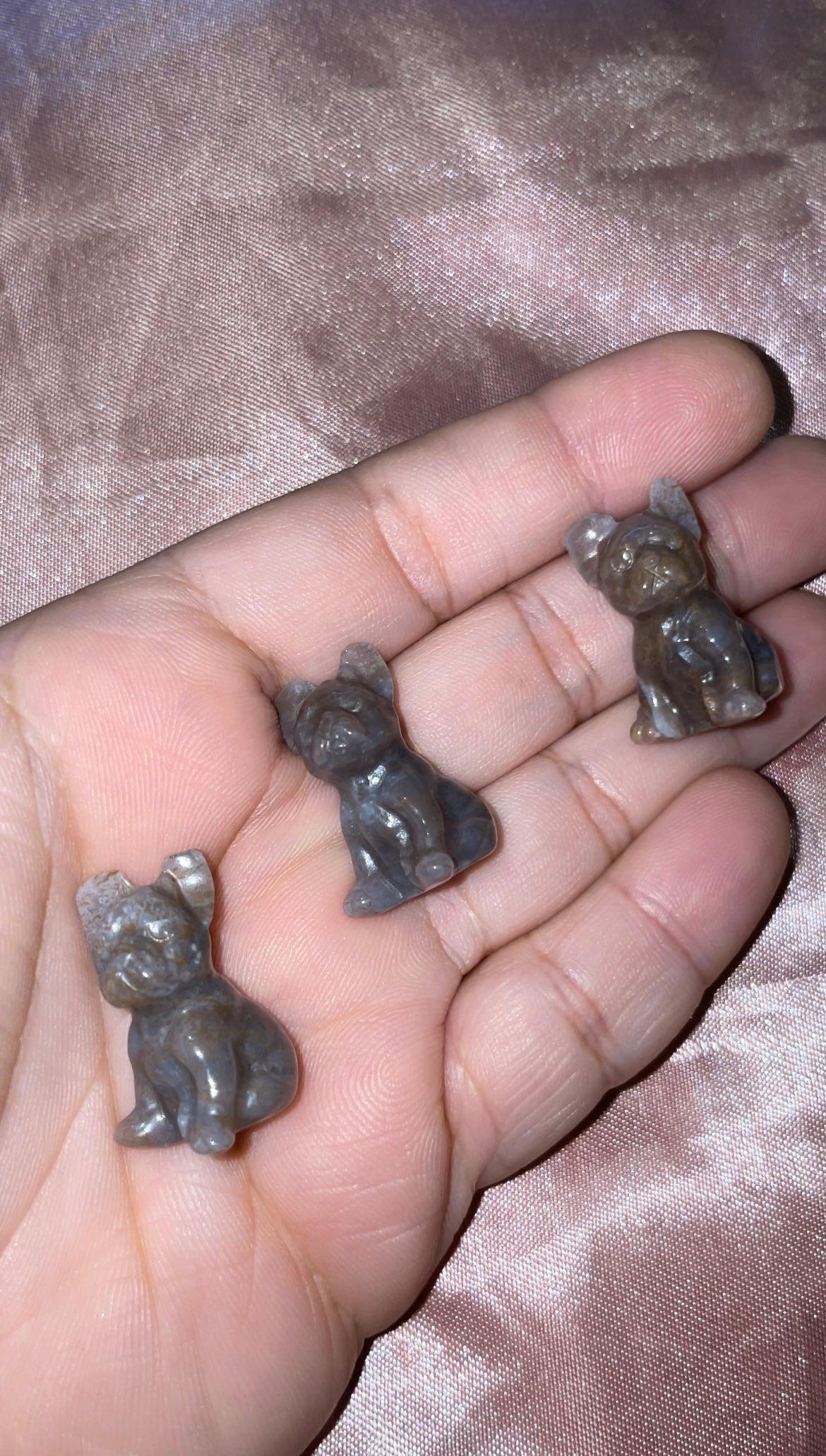 Purple moss agate mini french bulldog