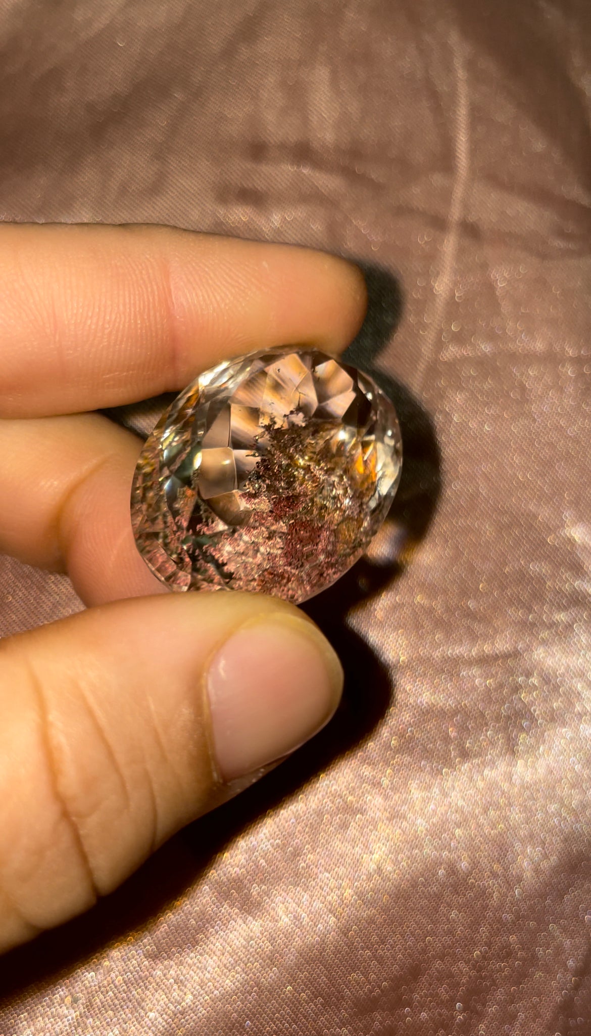 Iron included faceted garden Quartz jewel
