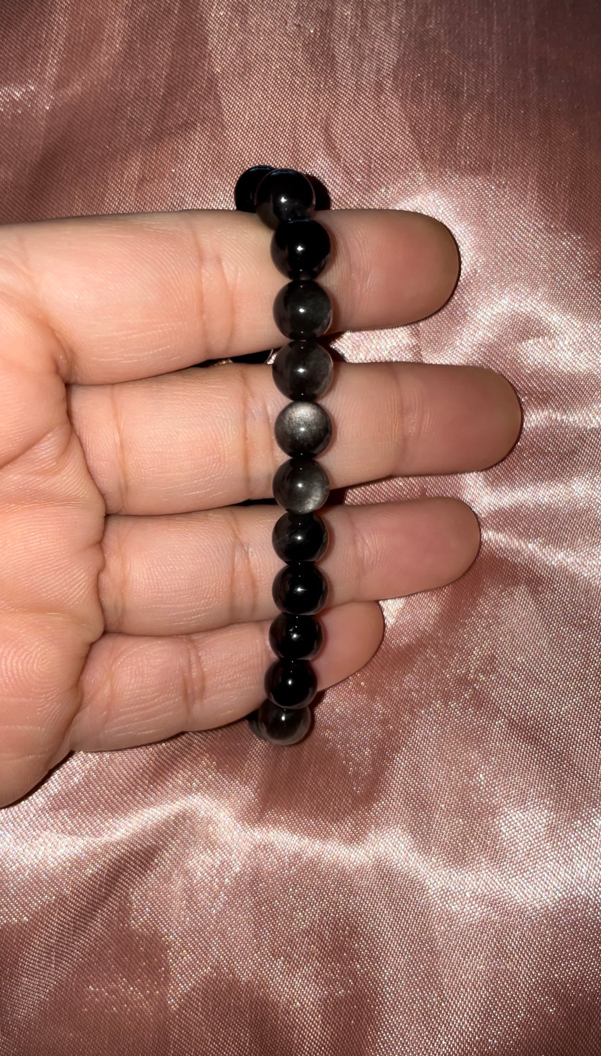 Silver sheen obsidian bracelet