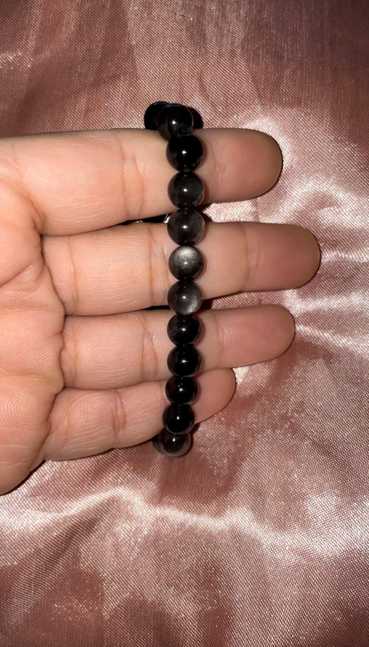 Silver sheen obsidian bracelet