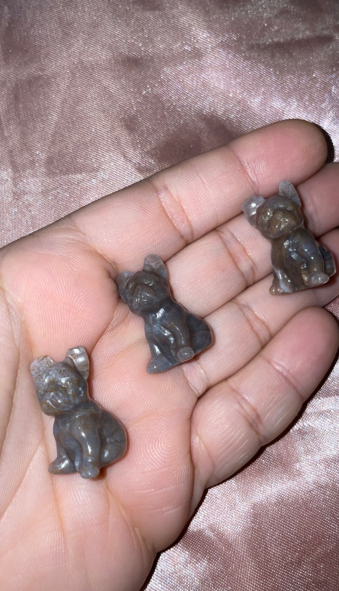 Purple moss agate mini french bulldog