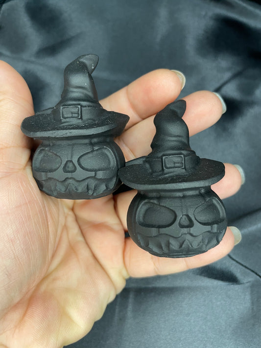 Black obsidian witchy pumpkins