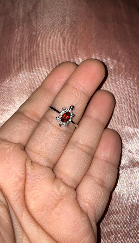 Red garnet 925s silver turtle ring