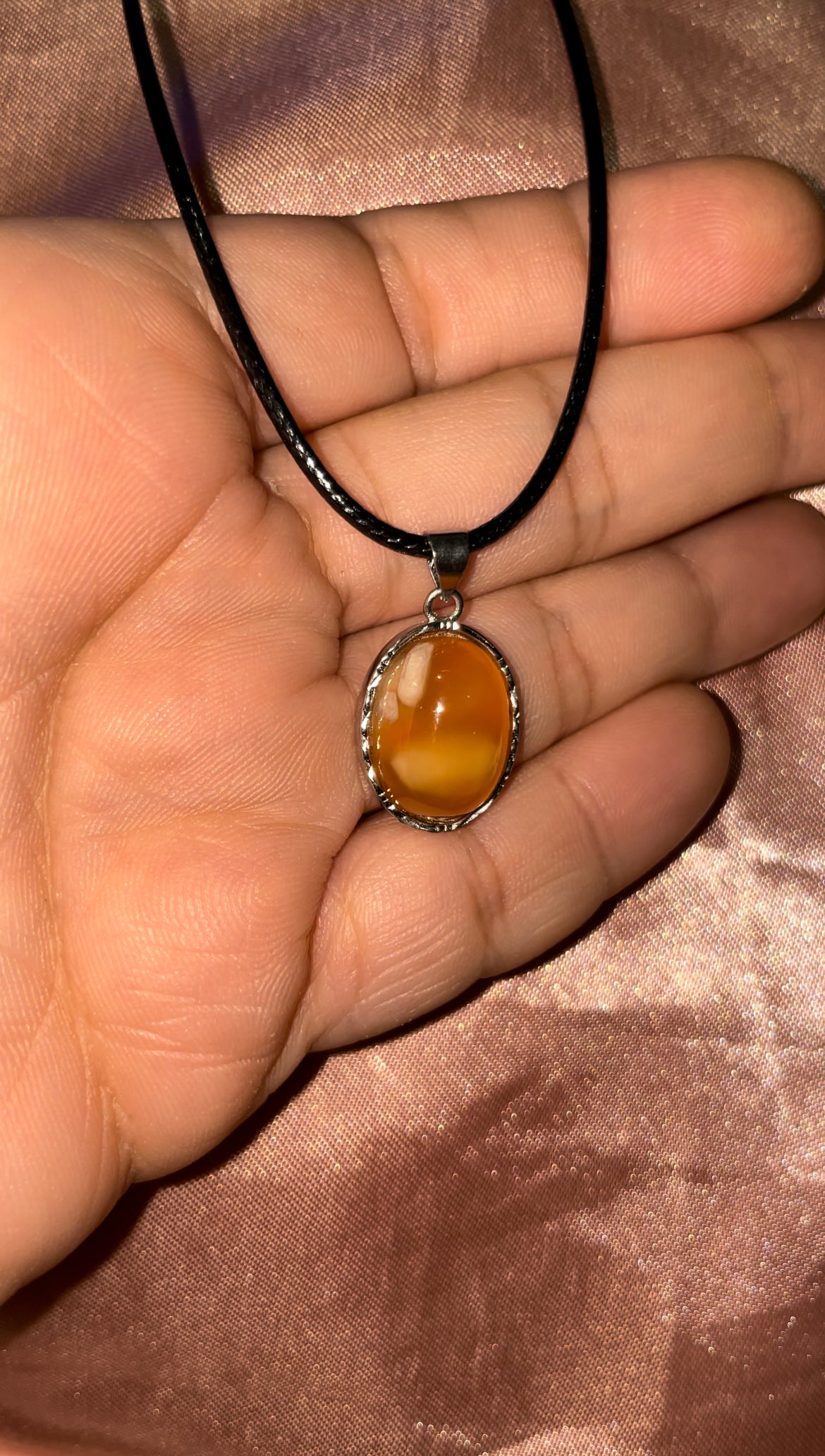 Flower agate/ carnelian 925 sterling silver pendant