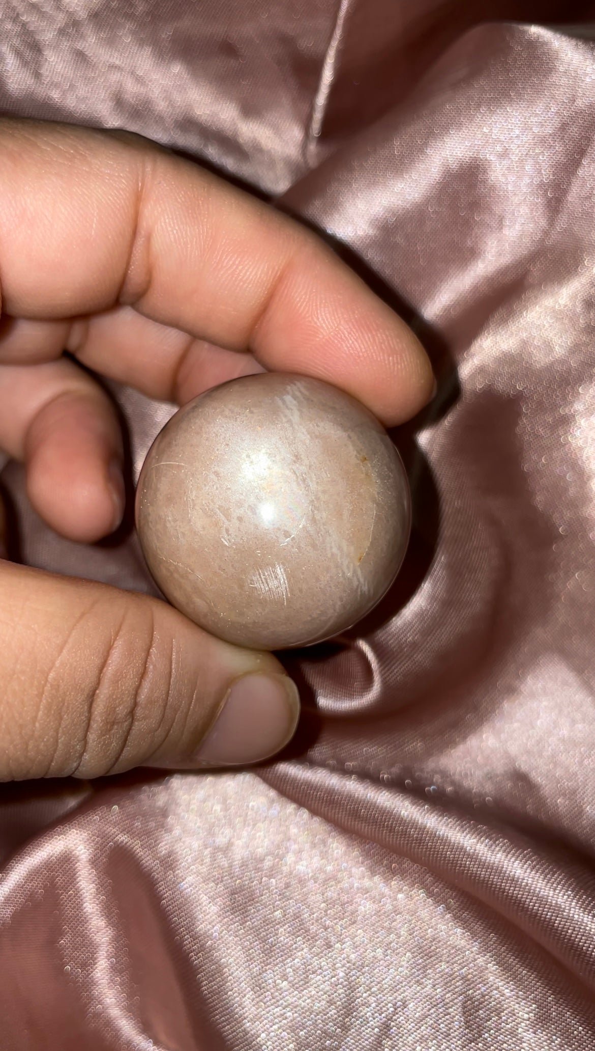 HQ peach moonstone & sunstone spheres