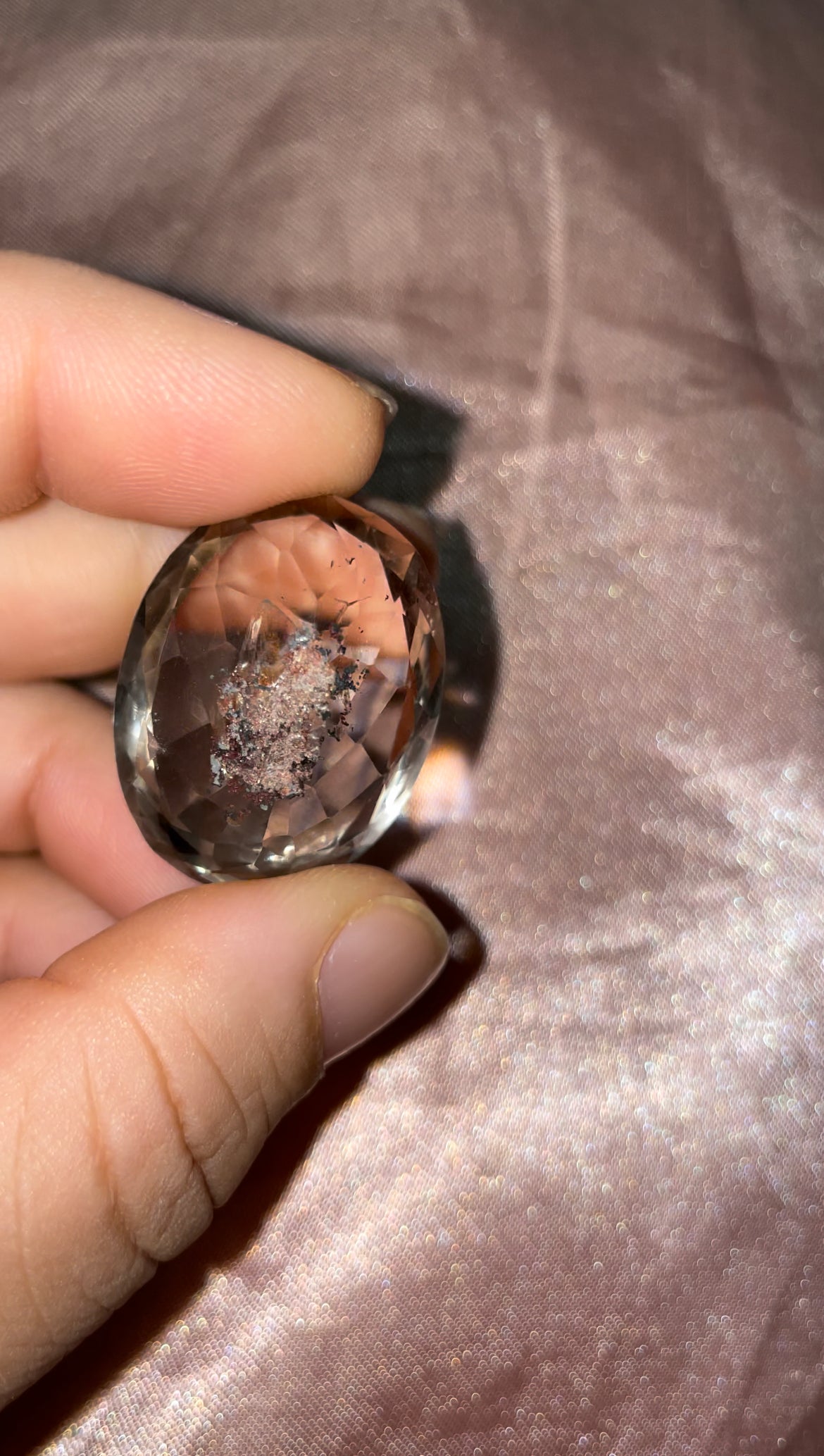 Iron included faceted garden Quartz jewel