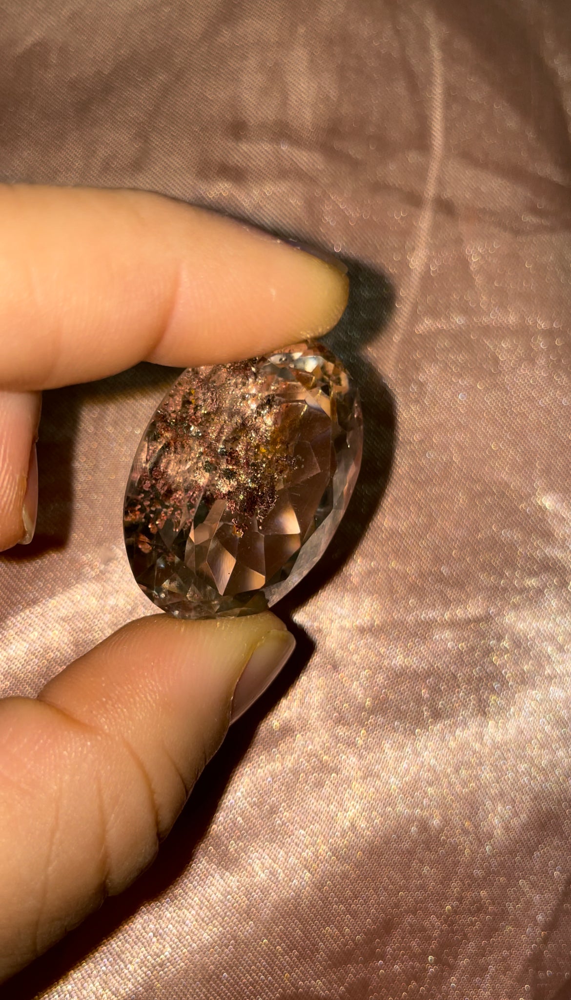 Iron included faceted garden Quartz jewel
